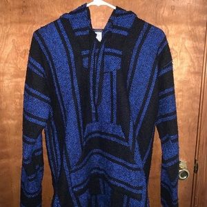 Blue and black hoodie